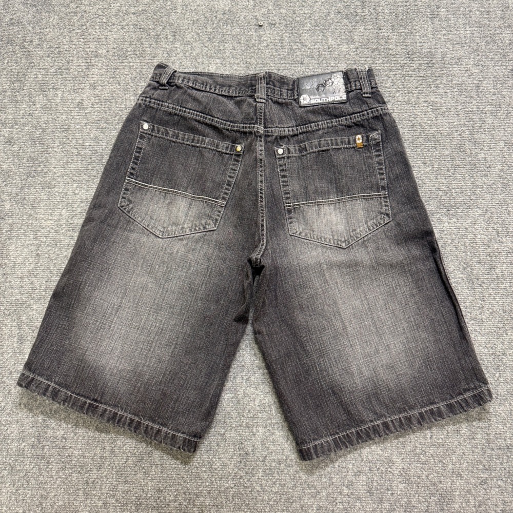 VTG Southpole Denim Jean Shorts Men's 36 Black Baggy Faded Skater Grunge Y2K